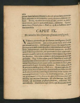Caput IX. De rationibus aliis definitiones essentiales investigandi.