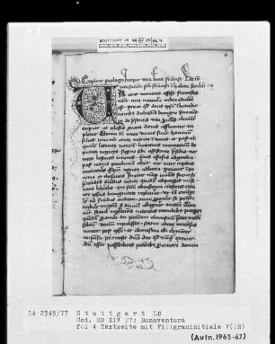 Bonaventura, Vita maior Sancti Francisci — Initiale V(IR), Folio 4recto