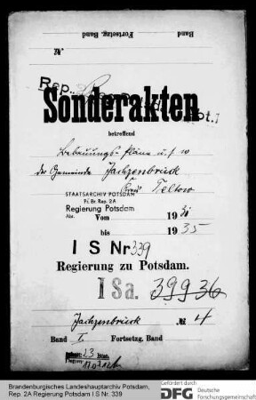 Bebauungspläne, Straßenanlagen, Unterhaltung des Straßenpflasters und der Bürgersteige in Jachzenbrück