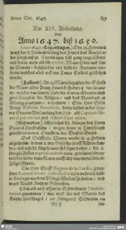 Die XIV. Abtheilung. von Anno 1647. biß 1650