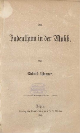Das Judenthum in der Musik