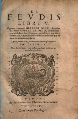 De feudis : libri V.