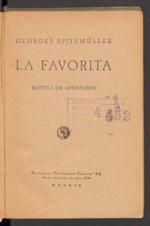 La favorita : novela de aventuras