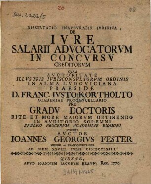 Diss. inaug. iur. de iure salarii advocatorum in concorsu creditorum