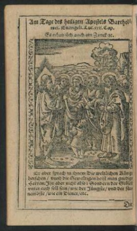 Am Tage des heiligen Apostels Bartholomei. ...