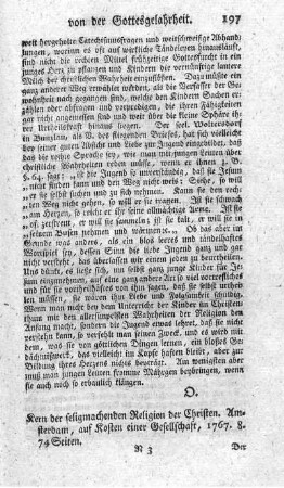 Kern der seligmachenden Religion der Christen.