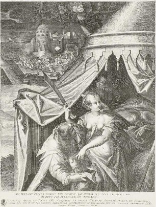 Judith und ihre Magd mit dem Haupte des Holofernes und die flüchtenden Assyrer