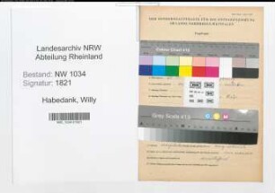 Entnazifizierung Willy Habedank , geb. 20.10.1875 (Major)