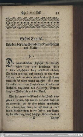 Erstes Capitel. Ursachen der gewöhnlichsten Krankheiten des Volks