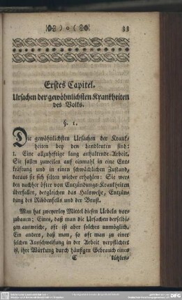 Erstes Capitel. Ursachen der gewöhnlichsten Krankheiten des Volks