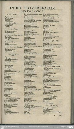 Index Proverbiorum Iuxta Logos