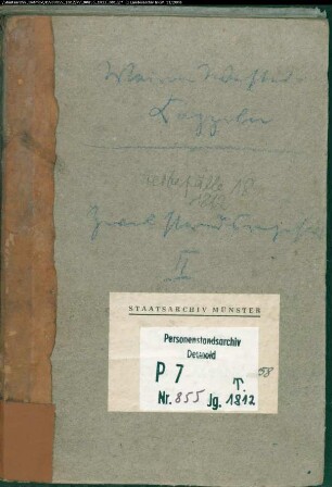 Zivilstandsregister der Munizipalität Cappeln (T Januar 1812- September 1812). (Gemeinde: Westerkappeln, Kreis Tecklenburg)