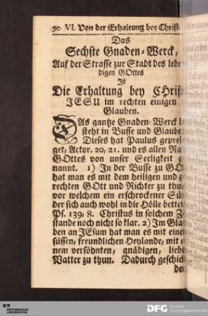 VI. Von der Erhaltung bey Christo. Jesu im rechten einigen Glauben.