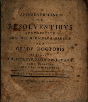 Animadversiones De Resolventibvs