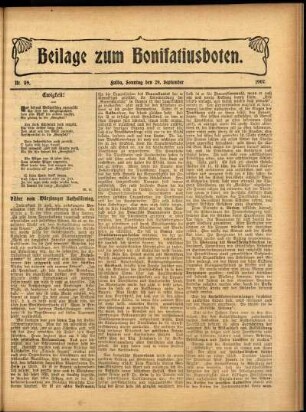 Zweite Ausgabe vom Sonntag, den 29. September 1907.
