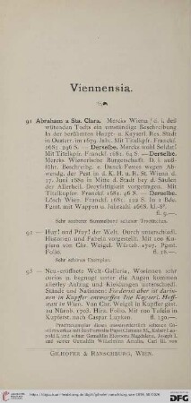Viennensia (Nr. 91 - 108a)