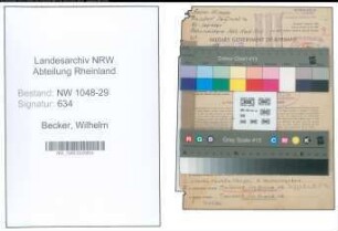 Entnazifizierung Wilhelm Becker , geb. 17.10.1895 (Beamter)