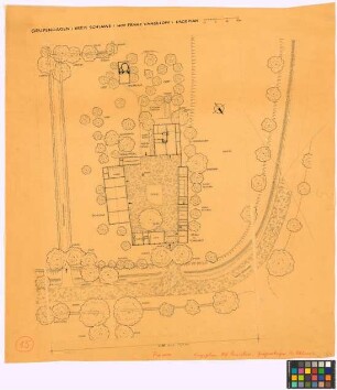 Grupenhagen (Kreis Schlawe): Hof Franz Vanselow. Lageplan mit. - Backhaus (Grundriss). - Wohnhaus (Grundriss). - Scheune und Pferdestall (Grundriss). - Wagen- und Geräteschuppen (Grundriss). - Abort (Grundriss). - Schweine- und Geflügelstall (Grundriss). - Torhaus und Schafstall (Grundriss). - Kuhstall (Grundriss). - [kleines Wohnhaus] (Grundriss). - Pumpe (Grundriss). - Dung (Umriss)