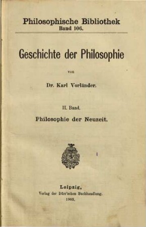 Geschichte der Philosophie. 2, Philosophie der Neuzeit