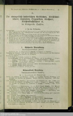 G. Die evangelisch-lutherischen Geistlichen, Kirchschullehrer, Kantoren, Organisten, Kirchner, Kirchenbuchführer etc. im Königreiche Sachsen