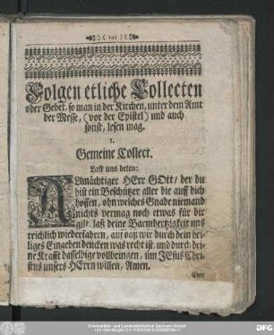 1. Gemeine Collect.