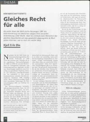 Partnerschaftsgesetz: Gleiches Recht für alle