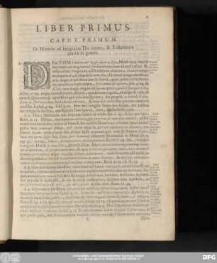 Caput Primum. De Homine ad imgainem Dei creato, & Testamento gratiae in genere.