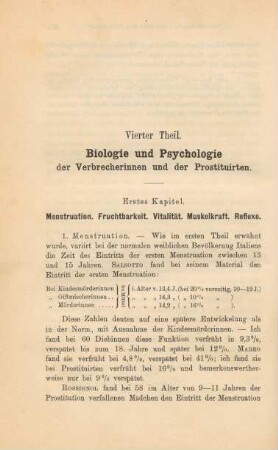 Erstes Kapitel. Menstruation. Fruchtbarkeit. Vitalität. Muskelkraft. Reflexe