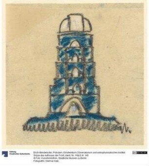 Potsdam, Einsteinturm,Observatorium und astrophysikalisches Institut. Skizze des Aufrisses der Front