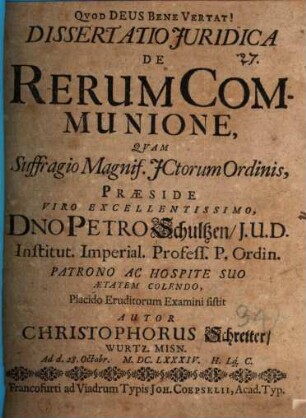 Diss. iur. de rerum communione