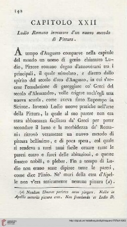 Capitolo XXII: Ludio Romano inventore d´un nuovo metodo di Pittura