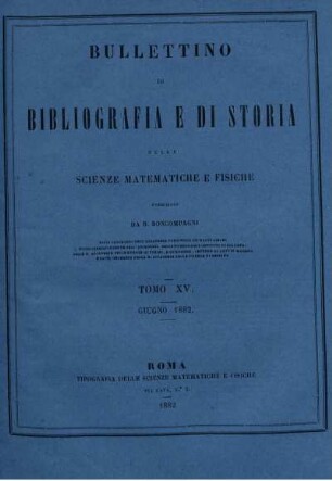 Tomo XV. Giugno 1882.