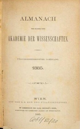 Almanach : für das Jahr .... 35. 1885