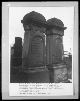 Grabstein von Hirsch Michel (gestorben 1895.04.30) und Fanny Regina Michel, geborene Gallinger (gestorben 1916.12.20)