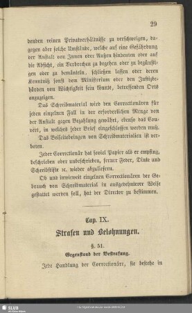 Cap. IX. Strafen und Belohnungen