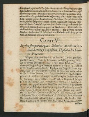 Caput V. Scythae semper in equis. Sidonius Apollinaris emendatus & expositus.