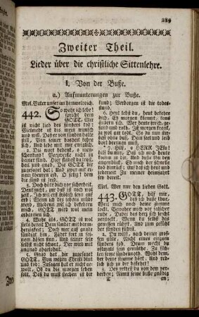 Zweiter Theil. Lieder über die christliche Sittenlehre.