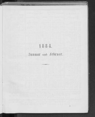 1884. Januar und Februar.