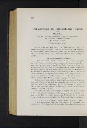 Über ammoniak- und stickoxydhaltige Flammen.