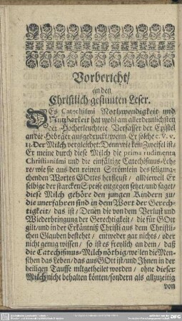 Vorbericht an den Christlich gesinnten Leser