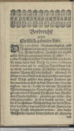 Vorbericht an den Christlich gesinnten Leser