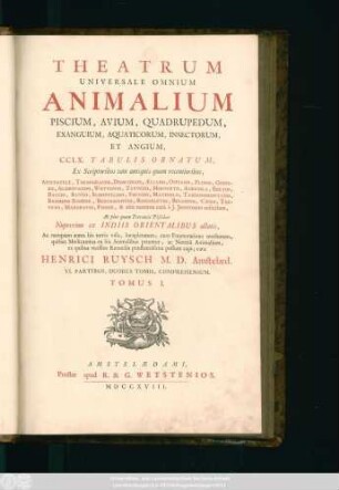 T. 1: [Continet Collectionem Novam Piscium Ambonensium ac Historiam Naturalem Piscium, & Avium]