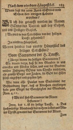 Wovon handelt das vierdte Häuptstück des heiligen Catechismi?
