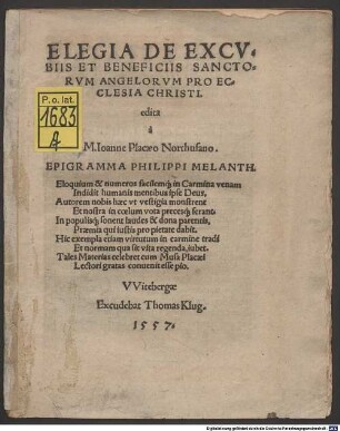 Elegia de Excubiis Et Beneficiis Sanctorum Angelorum Pro Ecclesia Christi