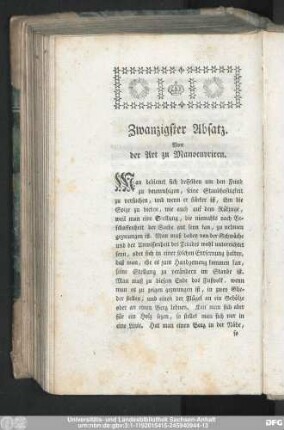 Zwanzigster Absatz. Von der Art zu Manoeuvriren.