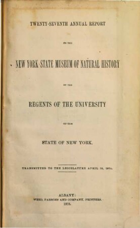 Annual report. 27. 1873 (1875)