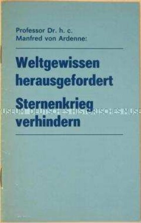Sonderdruck mit einem Aufsatz von Manfred Baron von Ardenne zur US-amerikanischen Weltraumverteidigungsinitiative "SDI" - Sachkonvolut