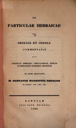 De particulae Hebraicae kî origine et indole