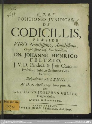 Positiones Iuridicas, De Codicillis