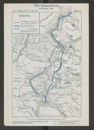 Skizze 25. Die Isonzo=Front im Herbst 1916.